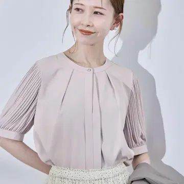 로페피크닉 소매 플리츠 하프 슬리브 블라우스