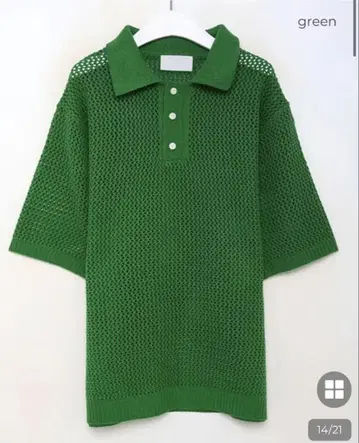 심플한 시스루 니트 컬러 니트 Green