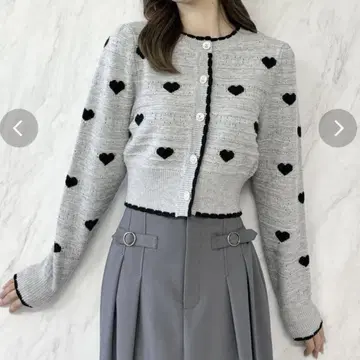 dazzlin 다즐린 하트 자카드 가디건 탑스 하트 니트 그레이