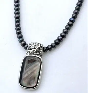 펄 진주 목걸이 블랙 계열 SILVER 925 각인