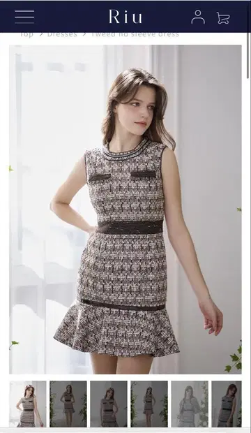 Tweed no sleeve dress Riu 브라운 S 사이즈 R짱