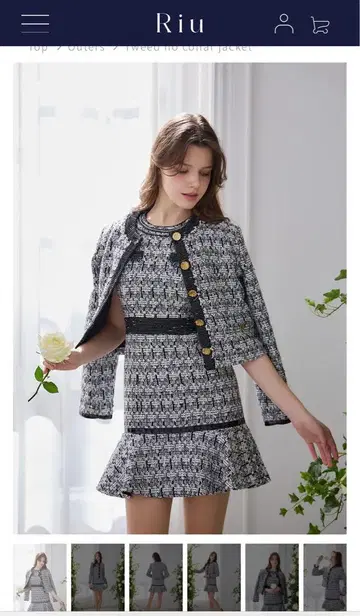 Tweed no sleeve dress Riu 블랙 S 사이즈 R짱