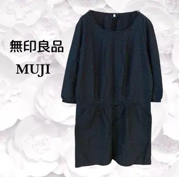 무인양품 'MUJI' 원피스 [F] 네이비 도트 실크 혼방