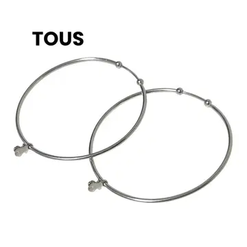TOUS 토스 곰 참 큰 후프 귀걸이 양쪽 귀용 실버 925