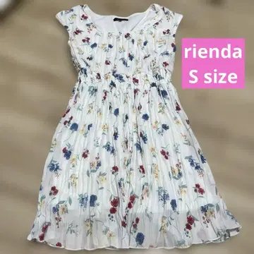 리엔다 rienda S 미니 원피스 꽃무늬 여성용 슬리브리스
