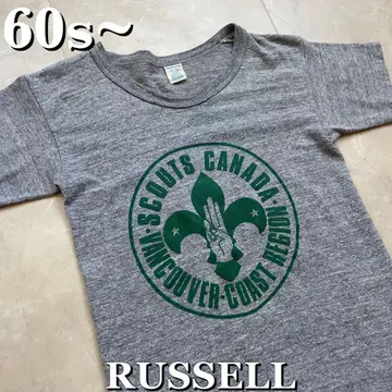 60s RUSSELL 레이온 숄더 싱글 스티치 티셔츠 빈티지