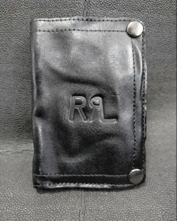미사용 RRL 블랙 가죽 지갑 빈티지 가공