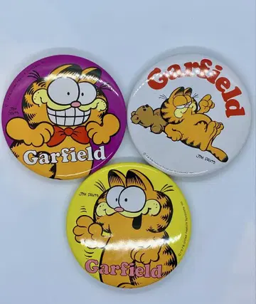 가필드 Garfield 캔뱃지 10cm 3개 세트 모리나가 레트로