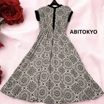 ABITOKYO 롱 원피스 플레어 기하학 패턴