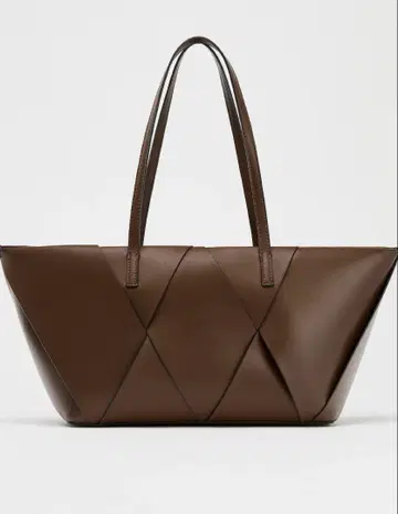 ZARA 롱 인터위브 토트백 브라운 미사용 새상품 택 포함