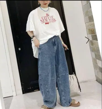 니코앤드 데님 코쿤 배럴 팬츠 케미컬 인디고 L