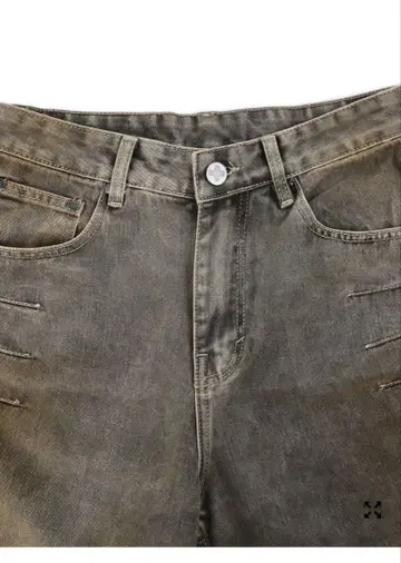 올리브 그린 와이드 레그 데님