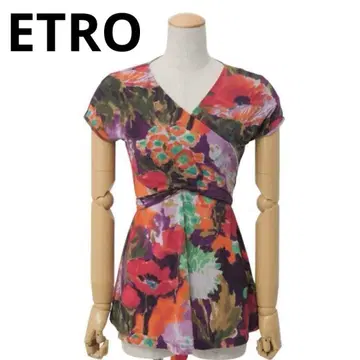 이탈리아제 ETRO 저지 카슈쿨 백 리본 컷 티셔츠 42