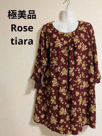 컨디션 최상 Rose Tiara 꽃무늬 버건디 튜닉 반소매
