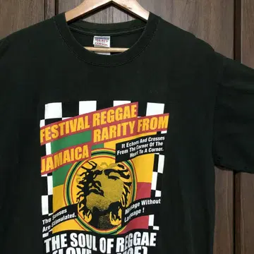 00s FESTIVAL REGGAE 자메이카 티셔츠 L 그린 라스타