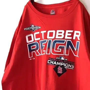 마제스틱 MLB 옥토버 REIGN 티셔츠 XL 레드 빨간색 구제 의류