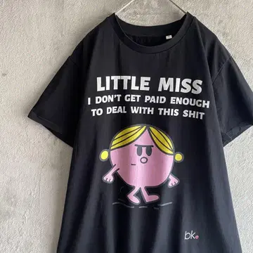 LITTLE MISS 메시지 프린트 티셔츠 M 블랙