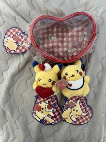 PIKACHU DINER 햄버거 하트 마스코트 봉제 인형 파우치