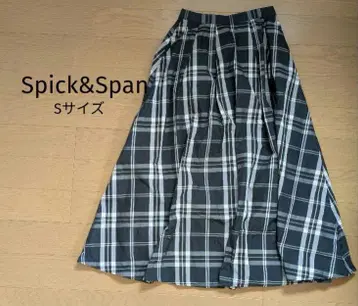 Spick&Span 체크 무늬 플레어 롱 타프타 스커트 S 사이즈