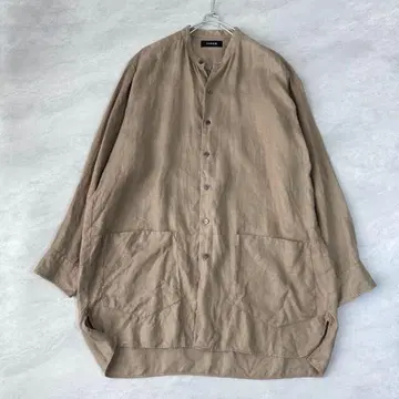 ZUCCa 주카 밴드 카라 오버 사이즈 린넨 셔츠 M 사이즈 일본제