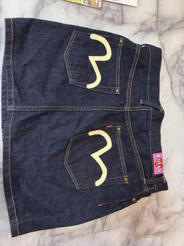 evisu 데님 미니 스커트 다크 블루