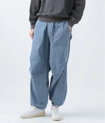 베이플로우 소프트 데님 파라슈트 팬츠 라이트 블루 L