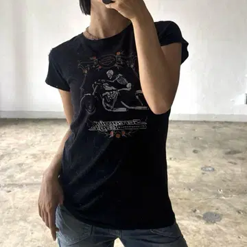 할리데이비슨 티셔츠 스컬 반짝이
