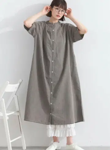 Lupilien 데님 개더 원피스 그레이