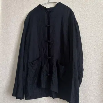 무인양품 프렌치 린넨 세탁 후 매듭 단추 셔츠 남녀 공용 네이비
