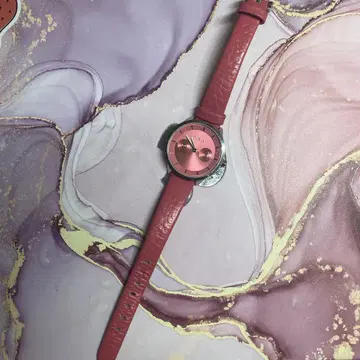 FURLA 핑크 아날로그 시계 고무 벨트