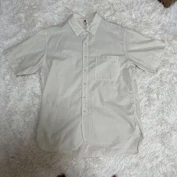 MHL 아이보리 반팔 버튼 업 셔츠 L 사이즈 린넨 혼방