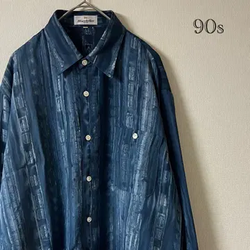 90s Hisenkeller/폴리 셔츠/M/블루