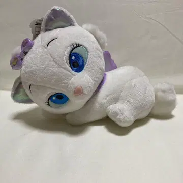 디즈니 세련된 고양이 마리 반짝리본 봉제 인형 퍼플