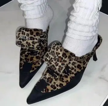 YELLO 스니커즈 힐 SNEAKER MULES 뮬 레오파드