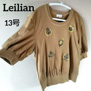 Leilian 레리안 자수 컷 티셔츠 상의 13호 브라운 금