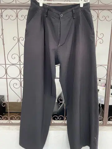 블랙 와이드 팬츠 지퍼 플라이