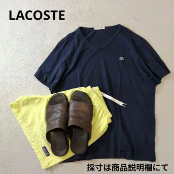 LACOSTE 라코스테 가슴 자수 로고 브이로넥 반팔 티셔츠 네이비