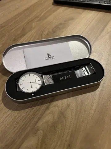 BUREI 아날로그 시계 실버