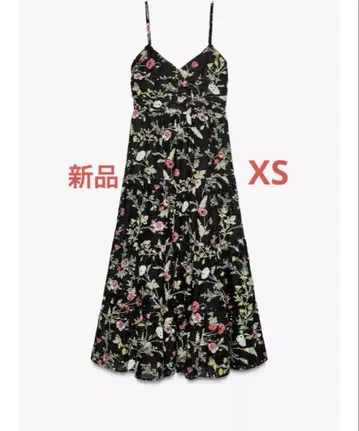 ZARA 컷워크 자수 프린트 패턴 미디 길이 원피스 XS
