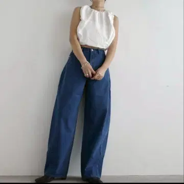 택 포함 미사용 새상품 시마무라 hideka 데님 코쿤 팬츠 67