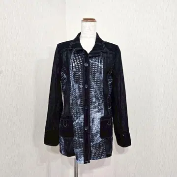 Chumandor 데님풍 절개 셔츠 자켓 포켓 네이비 (M)