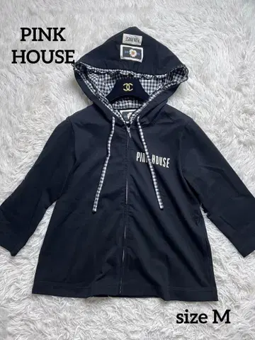 새상품급 현행 모델 PINK HOUSE 깅엄 체크 후드티 7부 소매