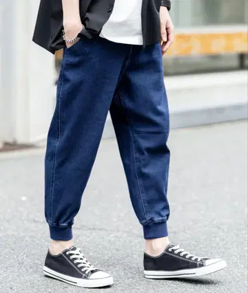 다크 블루 데님 조거 팬츠