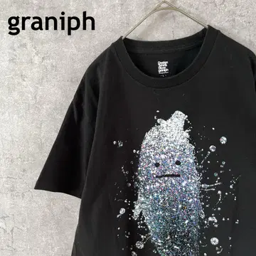 graniph 글리터 아트 티셔츠 블랙 남성용 L 사이즈 캐릭터 P