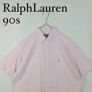 Ralph Lauren 90s 라이트 핑크 반팔 버튼 다운 셔츠 M