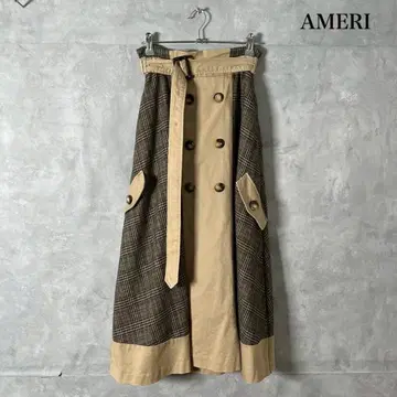 AMERI STUDIOUS 별주 체크 트렌치 스커트 N1118