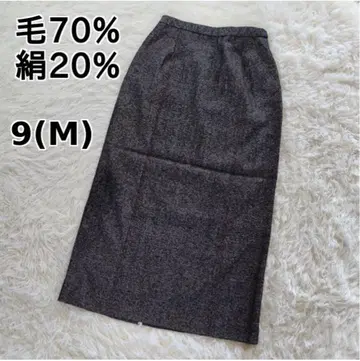 울 실크 혼방 타이트 스커트