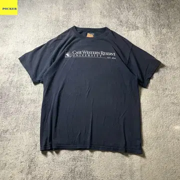 Champion CASE 대학 프린트 티셔츠 L 네이비 로고 칼리지