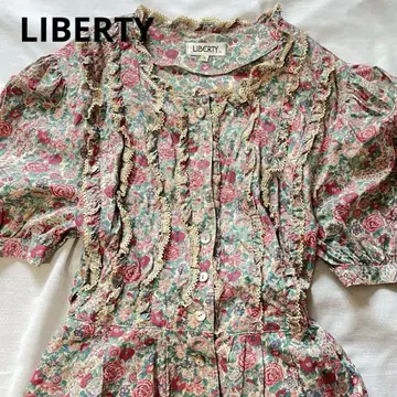 LIBERTY 꽃무늬 프릴 반팔 빈티지 원피스
