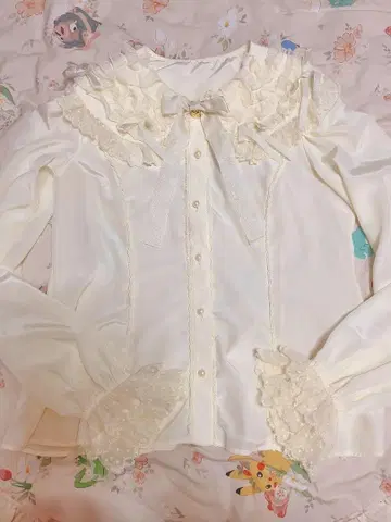 angelic pretty 블라우스 긴팔 베이지 리본 프릴